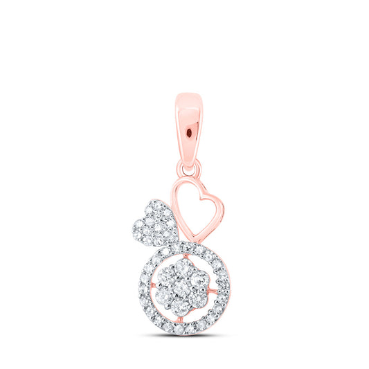 10K Yellow Or White Or Rose Gold Womens Round Diamond Heart Pendant