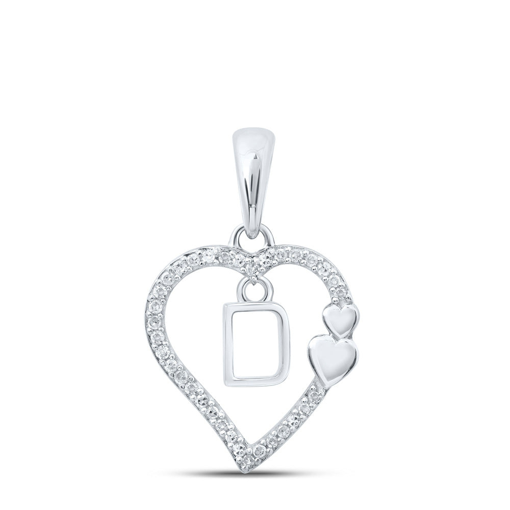 10K Yellow Or White Or Rose Gold Womens Round Diamond D Heart Letter Pendant