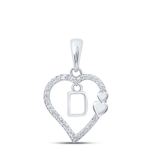 10K Yellow Or White Or Rose Gold Womens Round Diamond D Heart Letter Pendant