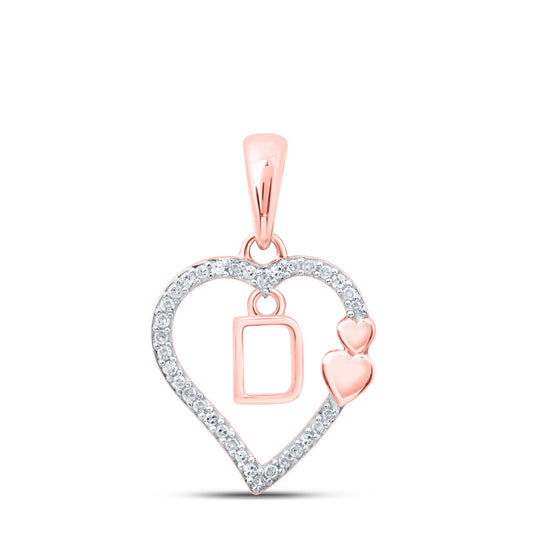 10K Yellow Or White Or Rose Gold Womens Round Diamond D Heart Letter Pendant