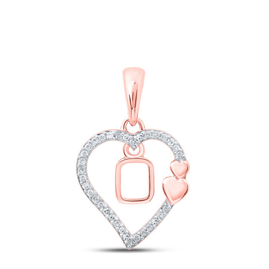 10K Yellow Or White Or Rose Gold Womens Round Diamond Heart O Letter Pendant