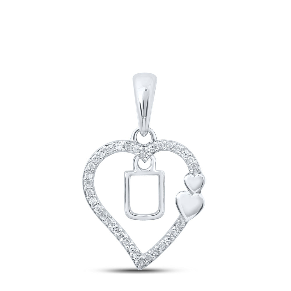 10K White Or Yellow Gold Womens Round Diamond U Heart Letter Pendant