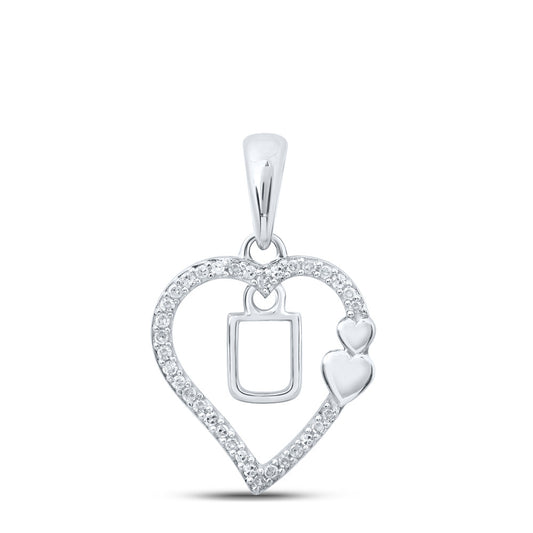 10K White Or Yellow Gold Womens Round Diamond U Heart Letter Pendant