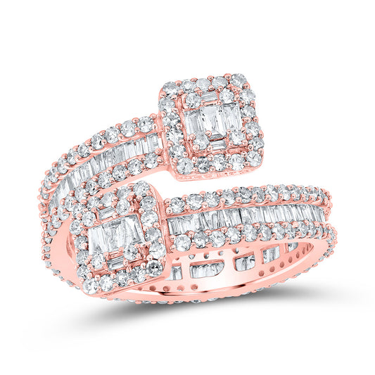10K Yellow Or White Or Rose Gold Womens Baguette Diamond Cuff Eternity Band Ring, Womens Size: 5-10