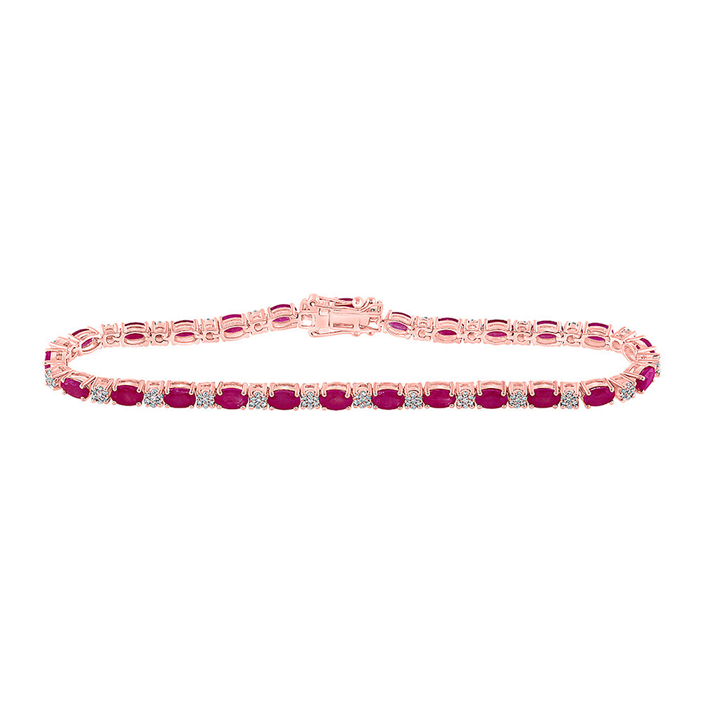 14K Yellow Or White Or Rose Gold Womens Oval Emerald Diamond Tennis Bracelet