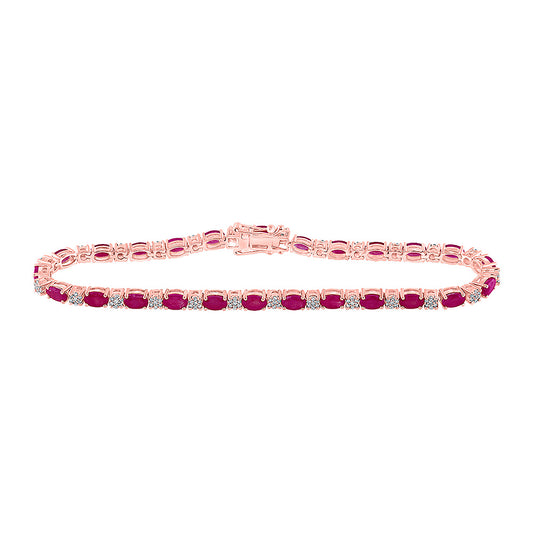 14K Yellow Or White Or Rose Gold Womens Oval Emerald Diamond Tennis Bracelet