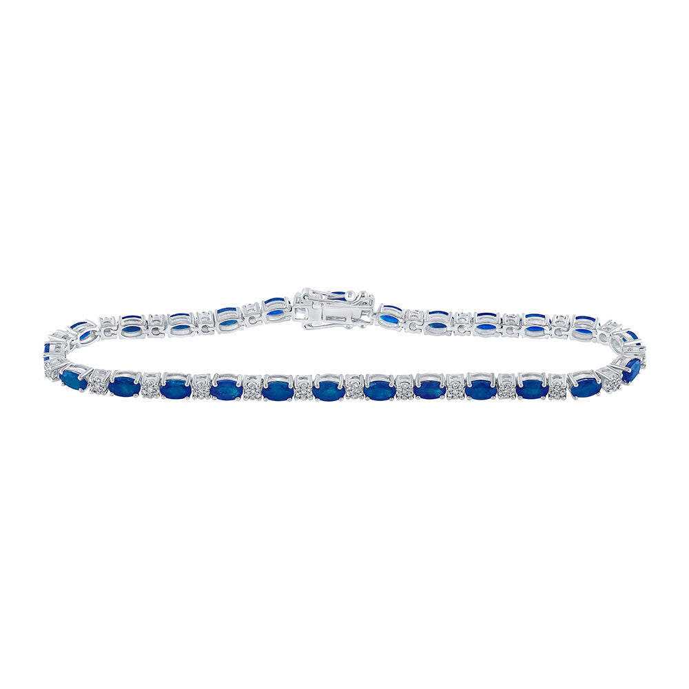 14K Yellow Or White Or Rose Gold Womens Oval Emerald Diamond Tennis Bracelet