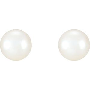 Sterling Silver Pearl 9.5-10.0 Mm Freshwater Cultured Pearl Earrings With Backs