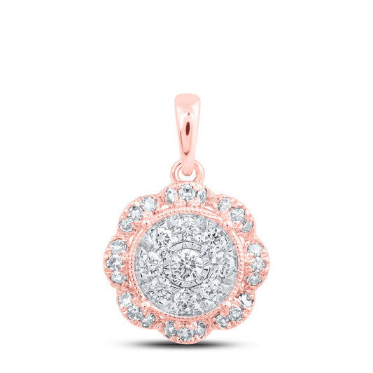 10K Yellow Or White Or Rose Gold Womens Round Diamond Circle Pendant