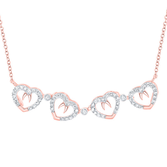 10K Yellow Or Rose Gold Womens Round Diamond Convertible Heart Necklace