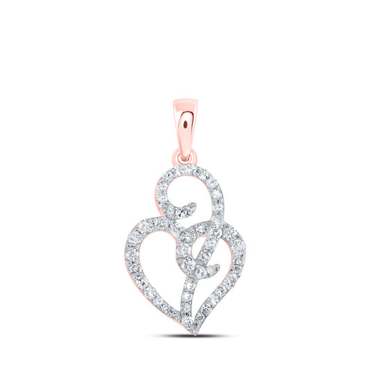 10K Yellow Or White Or Rose Gold Womens Round Diamond Heart Pendant