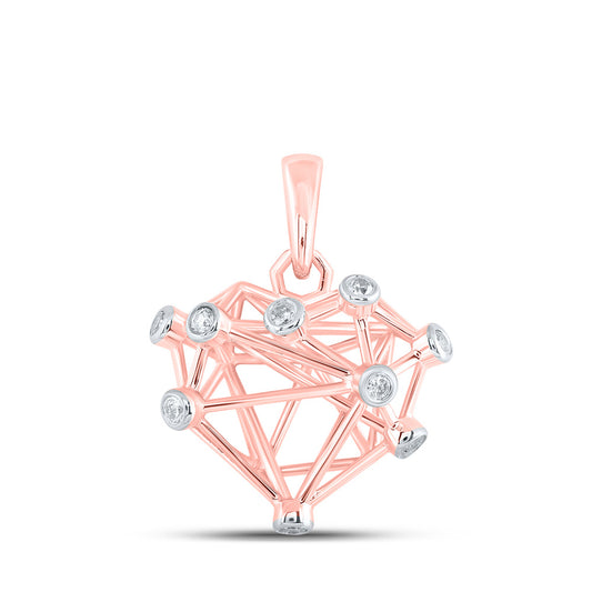 10K Yellow Or White Or Rose Gold Womens Round Diamond Heart Pendant