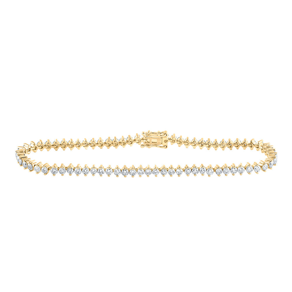 14K Rose Or Yellow Gold Womens Round Diamond Single Row Tennis Bracelet
