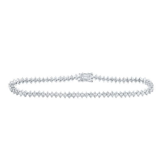 14K White Gold Womens Round Diamond Tennis Bracelet 3-1/4 Cttw