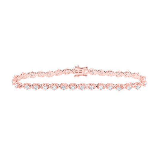 14K Rose Gold Womens Round Diamond Tennis Bracelet 2-5/8 Cttw