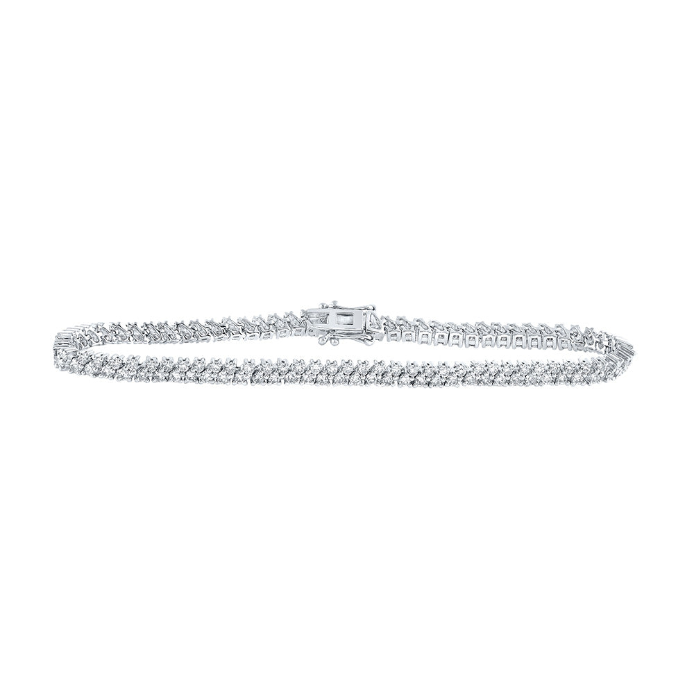 14K Yellow Or White Or Rose Gold Womens Round Diamond Tennis Bracelet
