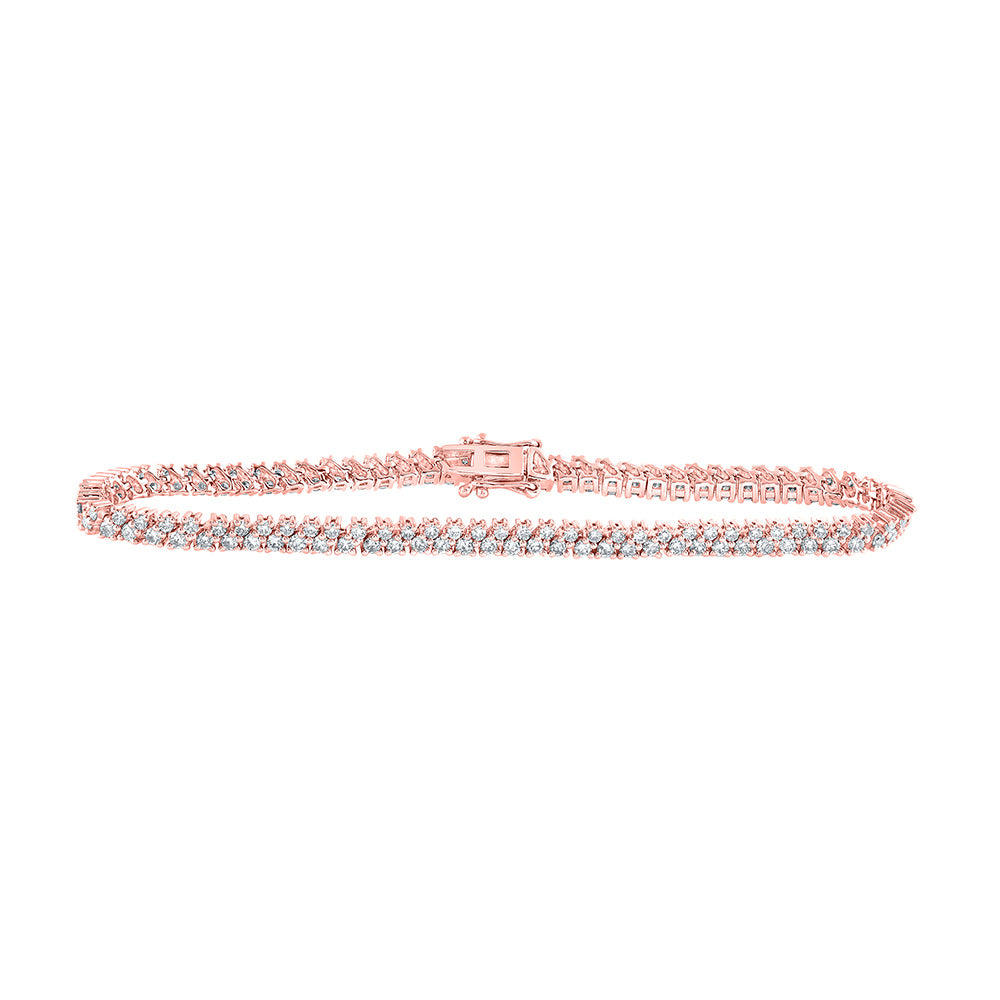 14K Yellow Or White Or Rose Gold Womens Round Diamond Tennis Bracelet