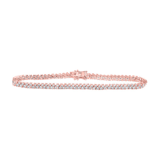 14K Yellow Or White Or Rose Gold Womens Round Diamond Tennis Bracelet