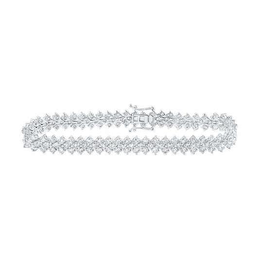 14K White Or Yellow Gold Womens Round Diamond Tennis Bracelet