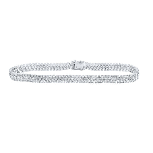 14K White Or Yellow Gold Womens Round Diamond Tennis Bracelet