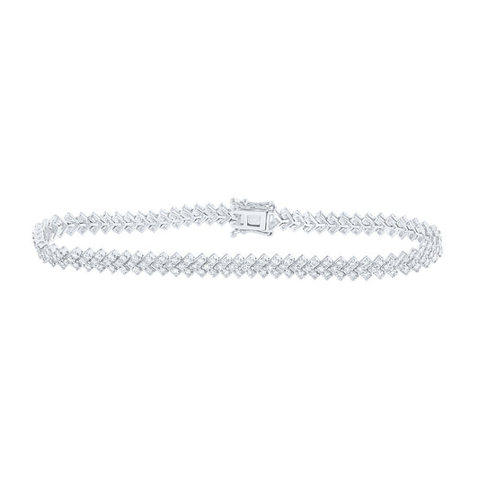 14K White Or Yellow Gold Womens Round Diamond Tennis Bracelet