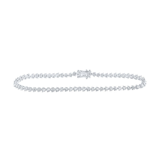 14K White Gold Womens Round Diamond Single Row Tennis Bracelet 2-3/4 Cttw