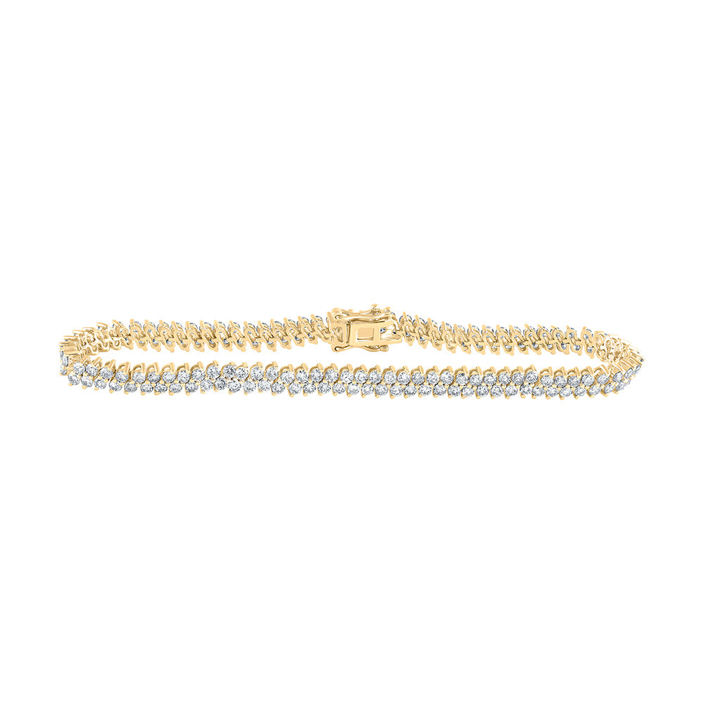 14K White Or Yellow Gold Womens Round Diamond Tennis Bracelet