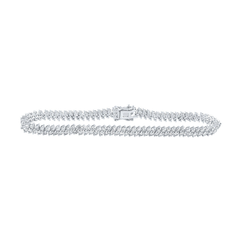 14K White Or Yellow Gold Womens Round Diamond Tennis Bracelet