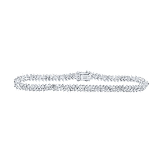 14K White Or Yellow Gold Womens Round Diamond Tennis Bracelet
