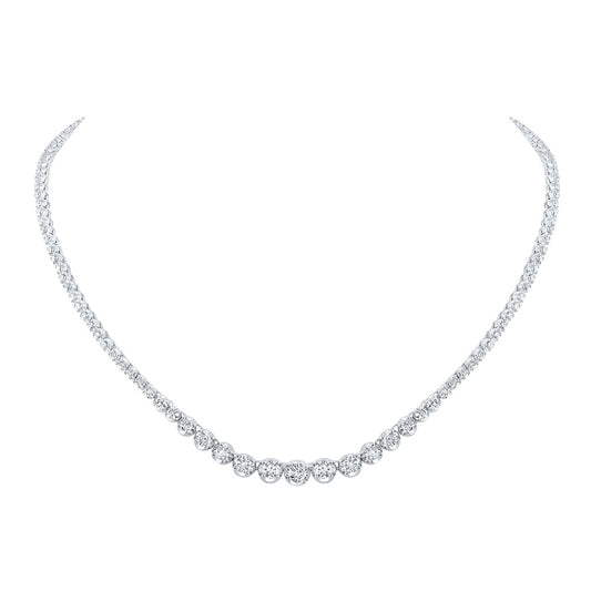 14K White Or Yellow Gold Womens Round Diamond Graduated Tennis Necklace