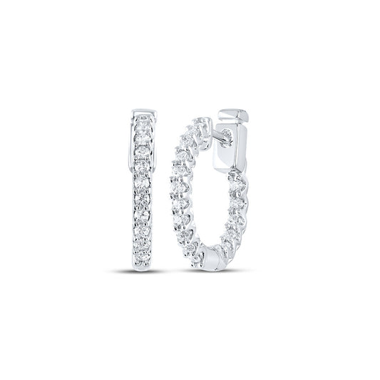 14K White Or Yellow Gold Womens Round Diamond Inside Outside Earrings