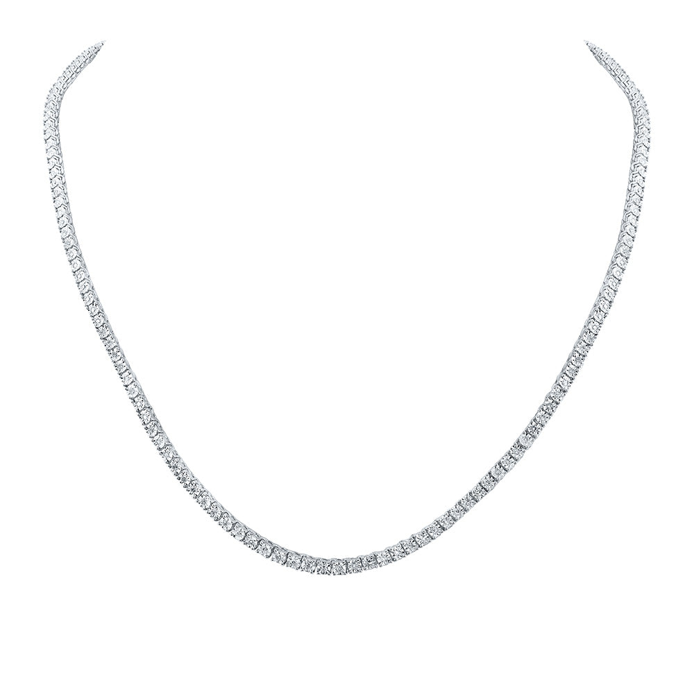 10K White Gold Mens Round Diamond Single Row Link Chain Necklace 1-1/4 Cttw, Length: 20 In