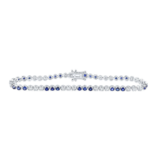 14K White Gold Womens Round White Sapphire Diamond Tennis Bracelet 3-1/3 Cttw