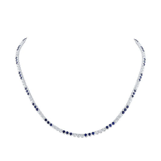 14K White Gold Womens Round Diamond 18-inch Tennis Necklace