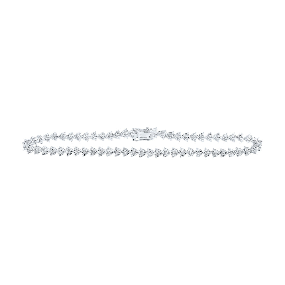 10K Yellow Gold Womens Round Diamond 7-inch Heart Bracelet 7/8 Cttw, Length: 7.01 In