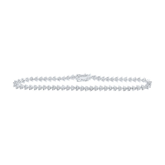 10K Yellow Gold Womens Round Diamond 7-inch Heart Bracelet 7/8 Cttw, Length: 7.01 In