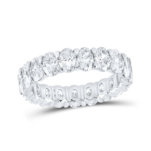 14K White Gold Womens Oval Diamond Eternity Wedding Band 4-5/8 Cttw, Womens Size: 5-10