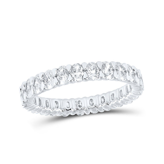 14K White Gold Womens Oval Diamond Eternity Wedding Band 2 Cttw, Womens Size: 5-10