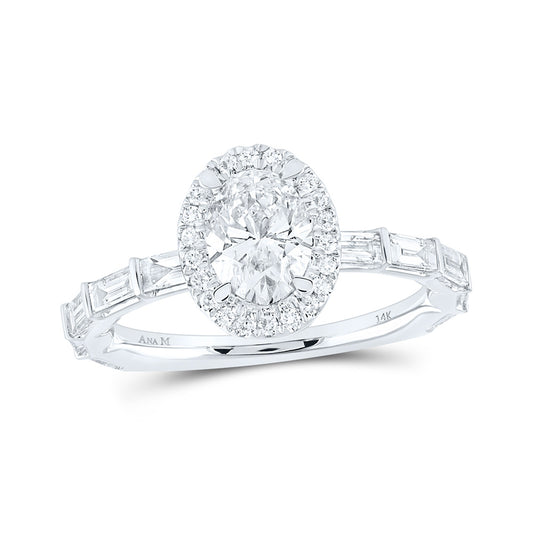 14K White Gold Oval Diamond Halo Bridal Wedding Engagement Ring 2 Cttw, Womens Size: 5-10