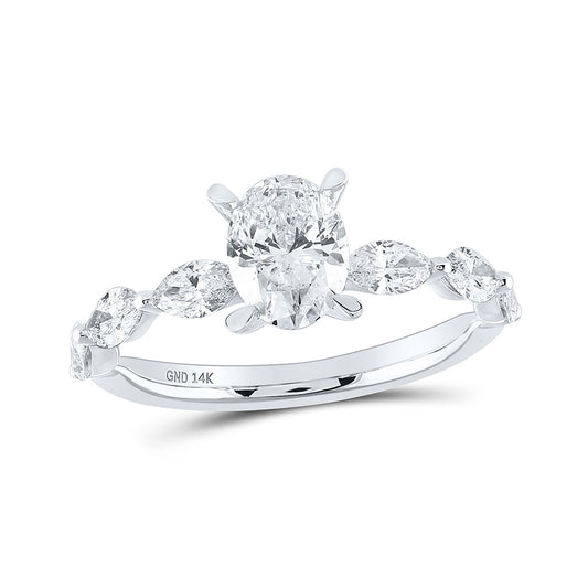 14K White Gold Oval Diamond Solitaire Bridal Wedding Engagement Ring 1-3/4 Cttw, Womens Size: 5-10
