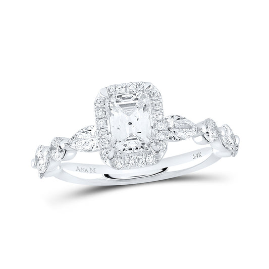 14K White Gold Emerald Diamond Solitaire Bridal Wedding Engagement Ring 2 Cttw, Womens Size: 5-10