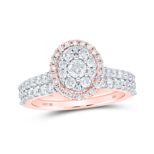 10K Yellow Or White Or Rose Gold Round Diamond Bridal Wedding Ring Band Set , Womens Size: 5-10