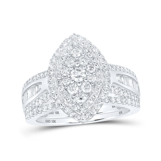 10K Yellow Or White Or Rose Gold Round Diamond Oval Bridal Wedding Ring Band Set, Womens Size: 5-10
