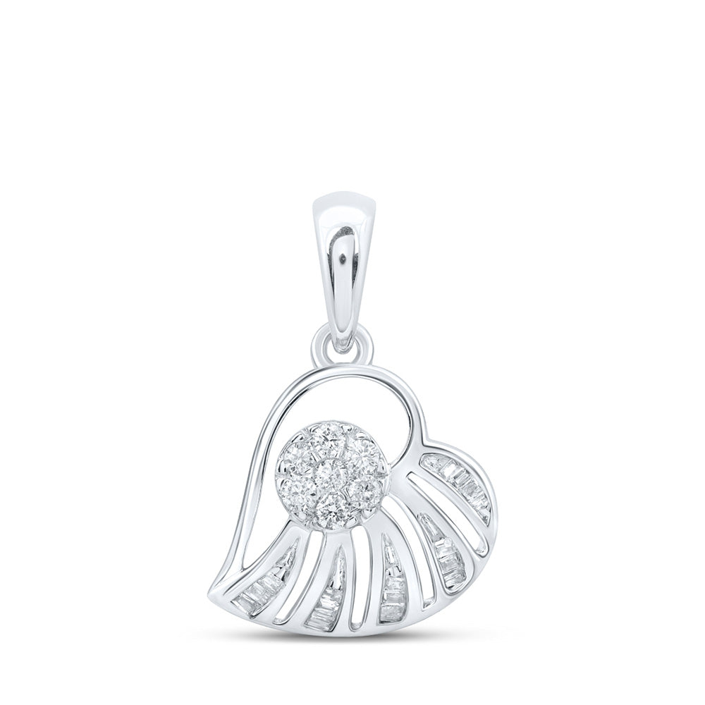 10K Yellow Or White Or Rose Gold Womens Round Diamond Heart Pendant