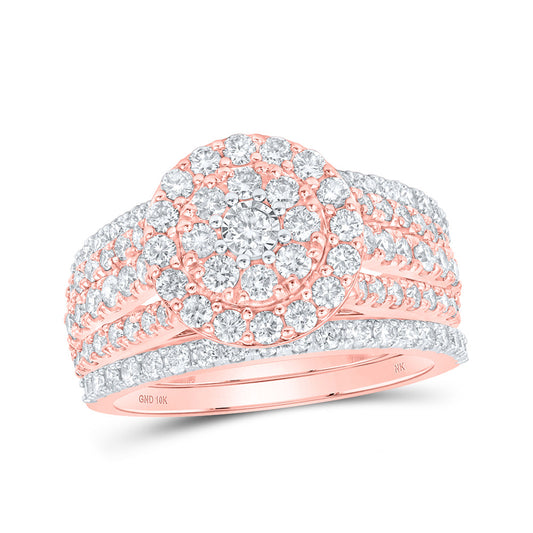 10K Yellow Or Rose Gold Round Diamond Bridal Wedding Ring Band Set, Womens Size: 5-10