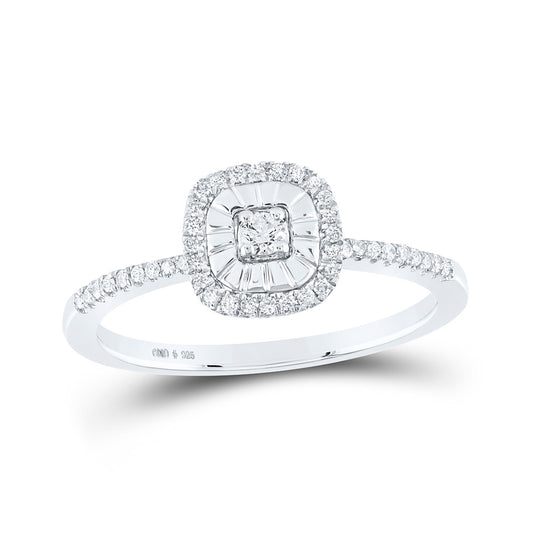 Sterling Silver Womens Round Diamond Square Ring 1/5 Cttw, Womens Size: 5-10