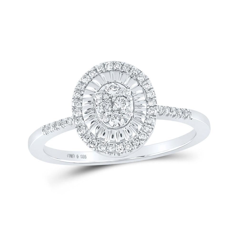 Sterling Silver Womens Round Diamond Oval Ring 1/4 Cttw, Womens Size: 5-10