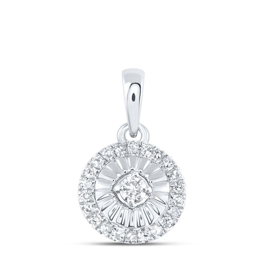 Sterling Silver Womens Round Diamond Cluster Pendant 1/8 Cttw, Length: 0.52 In, Width: 0.31 In