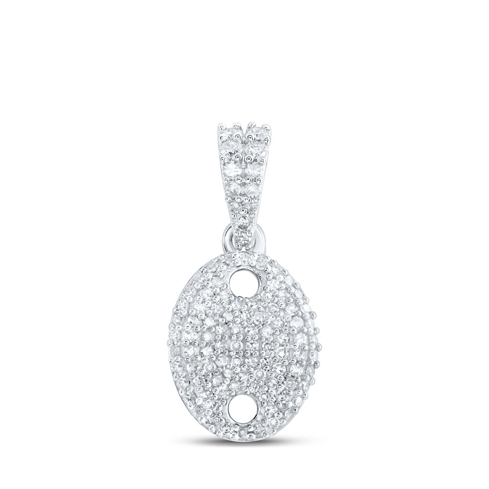 10K Yellow Or White Or Rose Gold Womens Round Diamond Oval Pendant