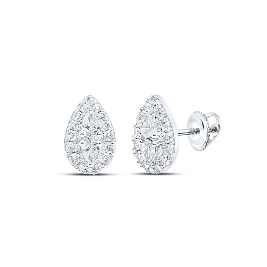10K White Or Yellow Gold Womens Pear Diamond Teardrop Earrings